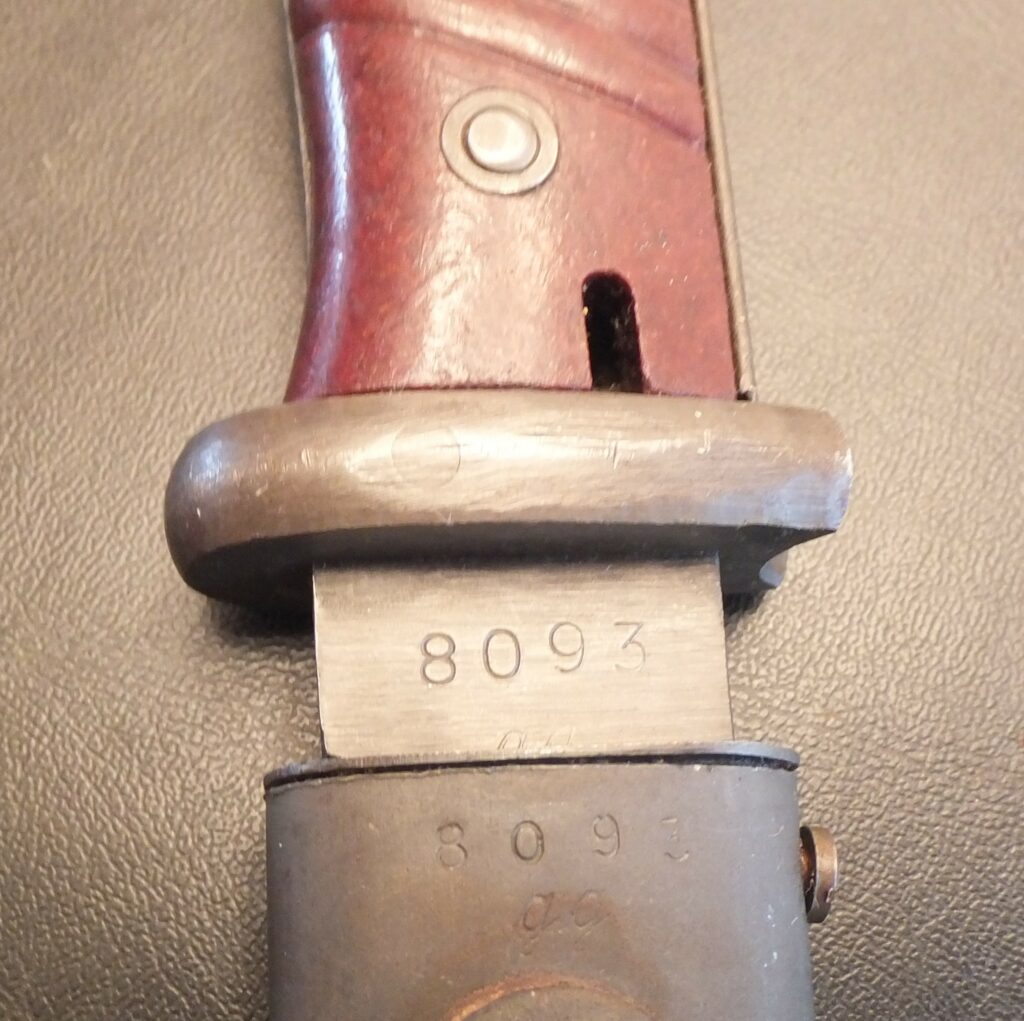 baïonnette Allemande K98, 84/98 3eme type german bayonet sgx 44 F&K Hörster