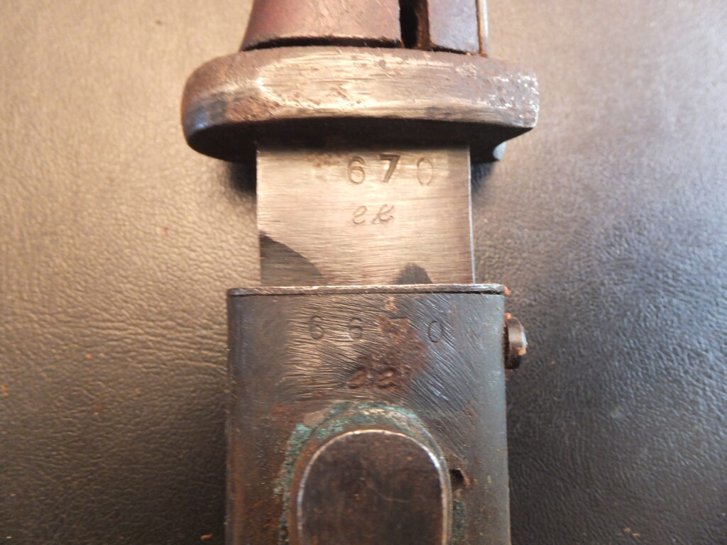 baïonnette Allemande K98, 84/98 3eme type german bayonet asw E.uF. Horster 44 riveted